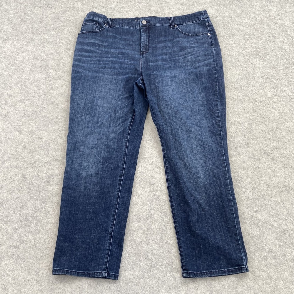 Chico's So Slimming Girlfriend Ankle Jeans Womens 1.5 (39x26) Blue Stretch Denim